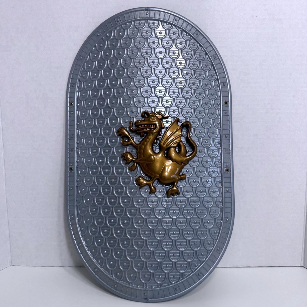 Silver Knight Golden Dragon‎ Shield Costume Accessory Medieval Cosplay Fantasy